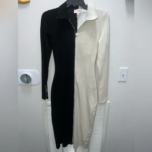 *flawed* Anthropologie Ciebon Zip Front Colorblock Midi Dress - Picture 2 of 13